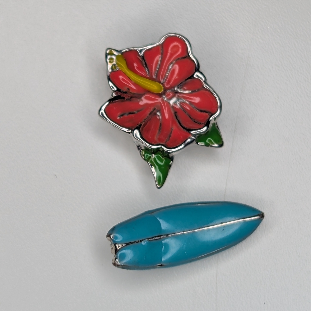 Origami Owl Surf Board And Hibiscus 🌺 Charm Set